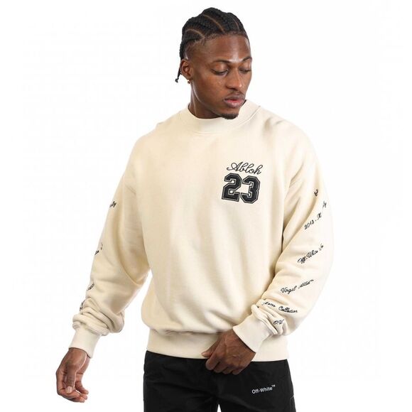 Off White Mens Skate 23 Logo Crew Neck Sweatshirt / Light Beige